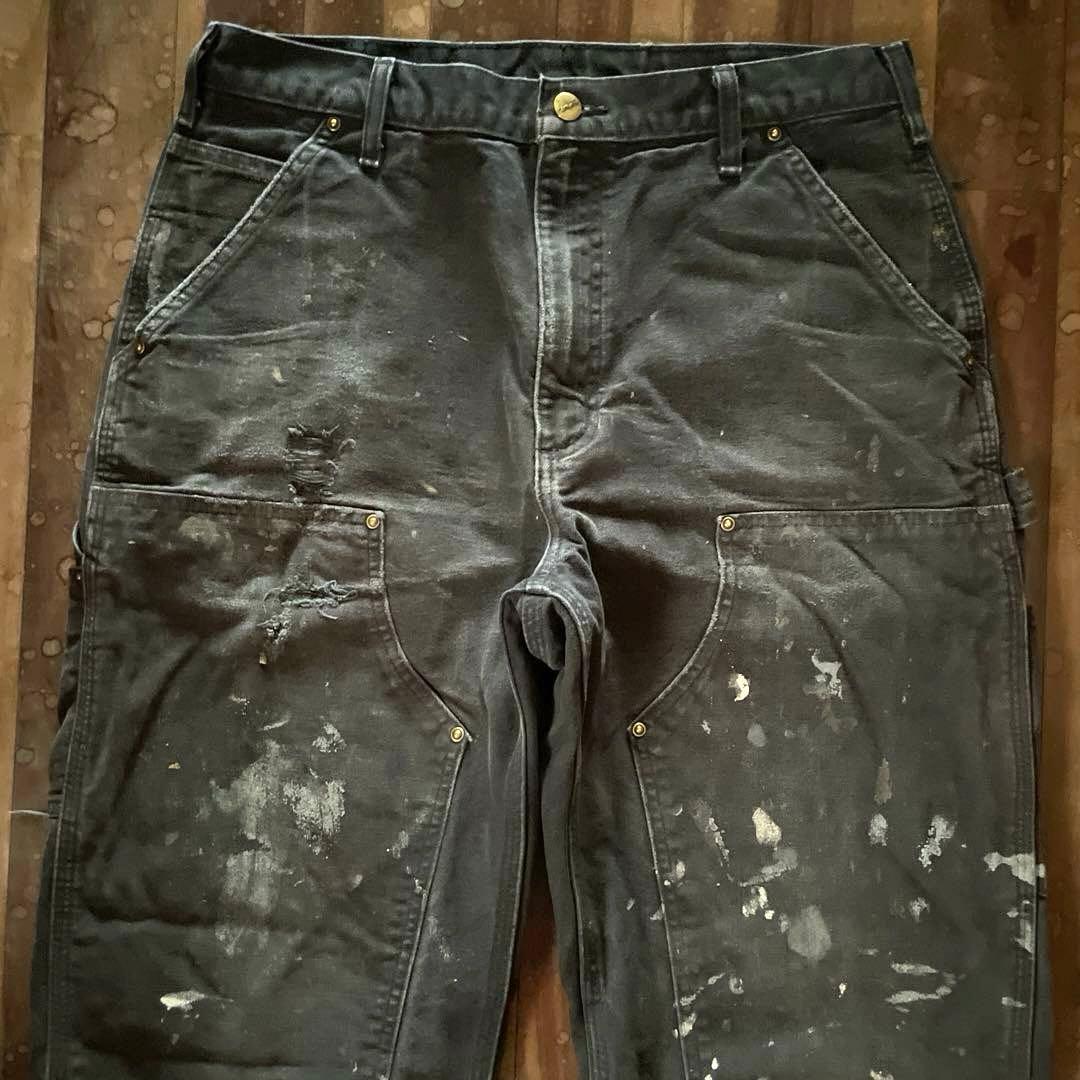 Carhartt B136 BLK ダブルニー w33雰囲気◎ 黒墨フェード