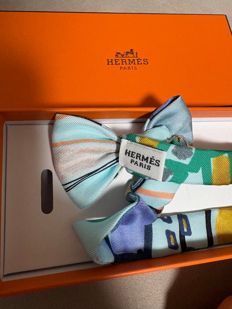 HERMES ヌーパピヨン 蝶ネクタイ ボウタイ ブルー系