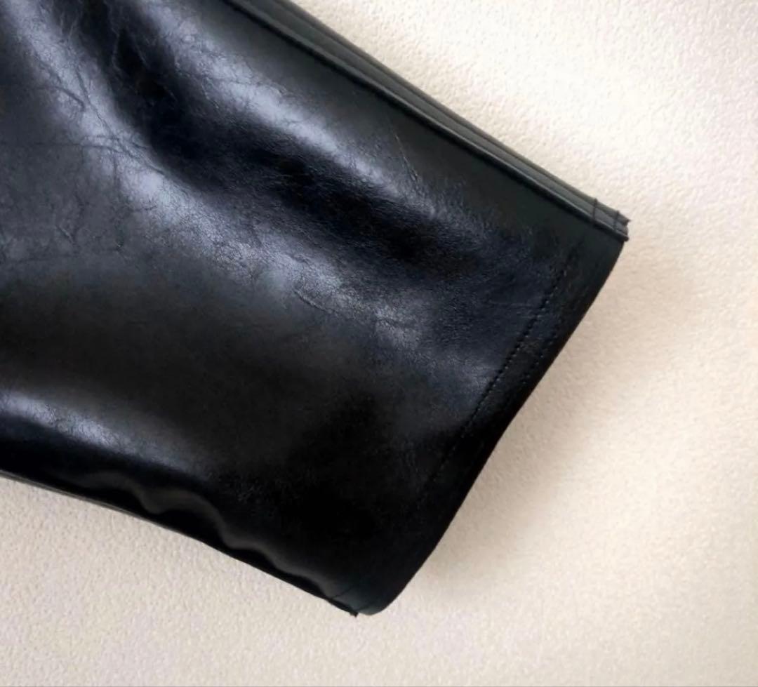 【ZARA】フェイクレザーロングコート ブラック M 廃盤品