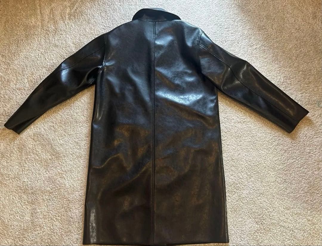 【ZARA】フェイクレザーロングコート ブラック M 廃盤品