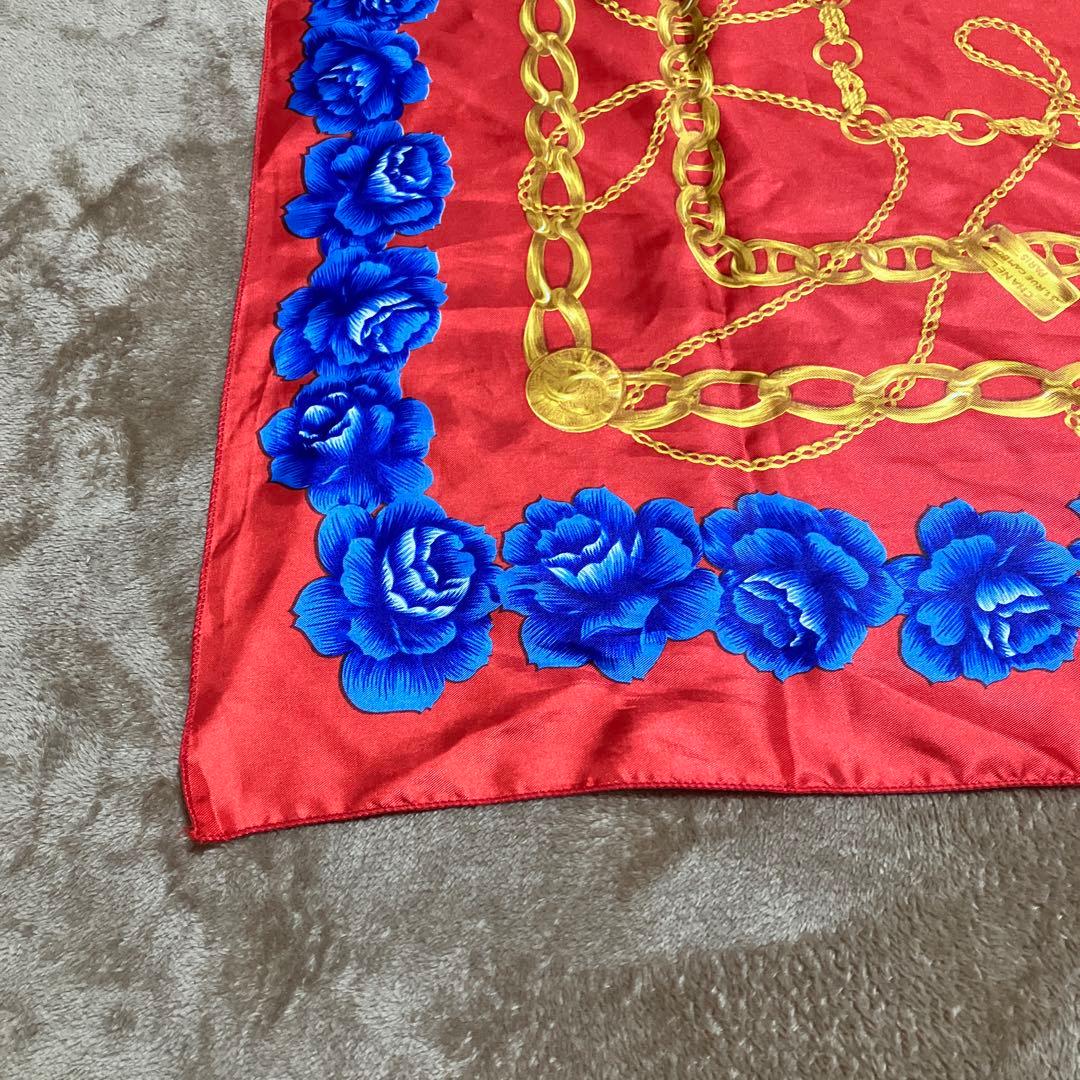 CHANEL シャネル スカーフ ゴールドチェーン 花 バラ ノベルティ 大判