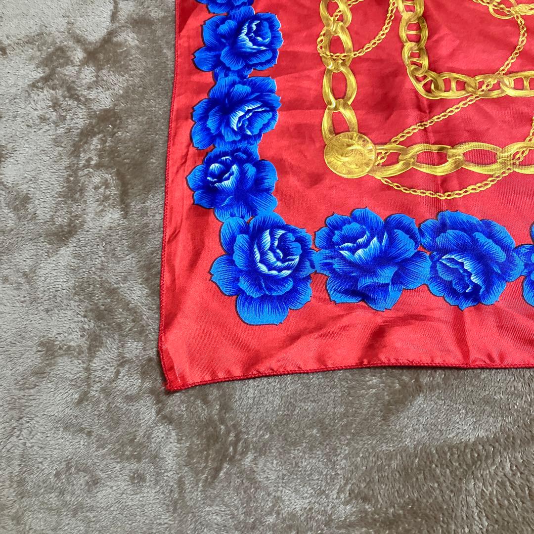 CHANEL シャネル スカーフ ゴールドチェーン 花 バラ ノベルティ 大判