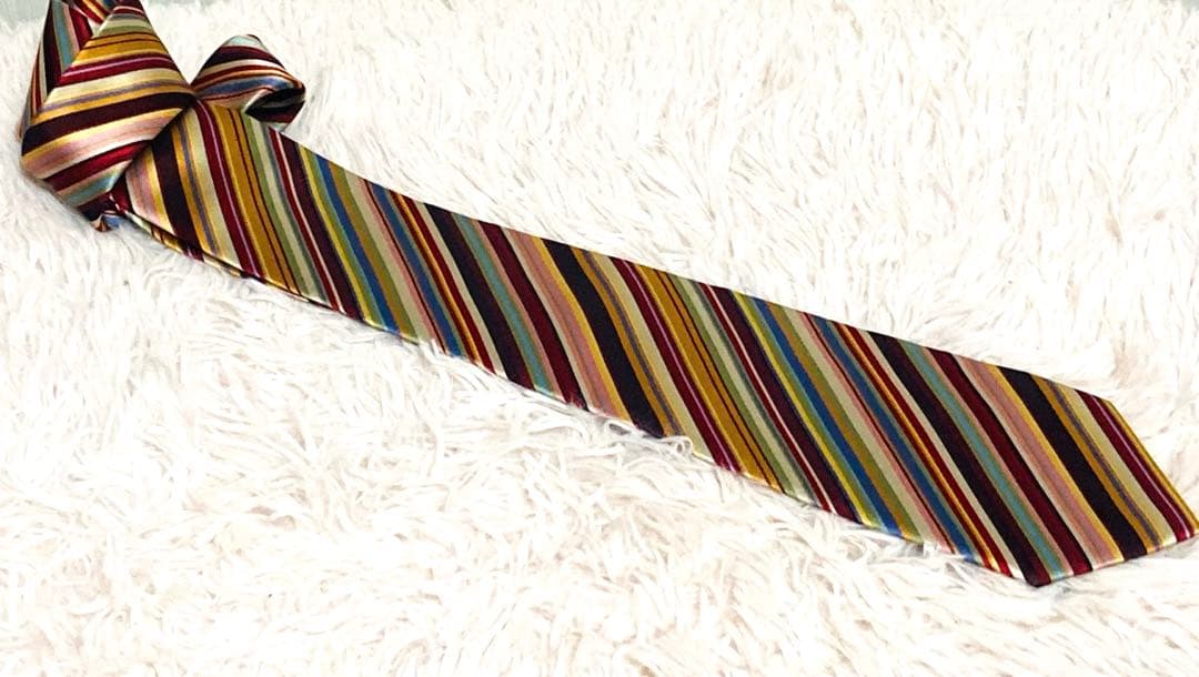 極美品 Paul Smith ポールスミス ネクタイ マルチカラーストライプ