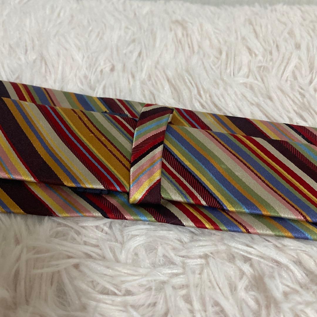 極美品 Paul Smith ポールスミス ネクタイ マルチカラーストライプ