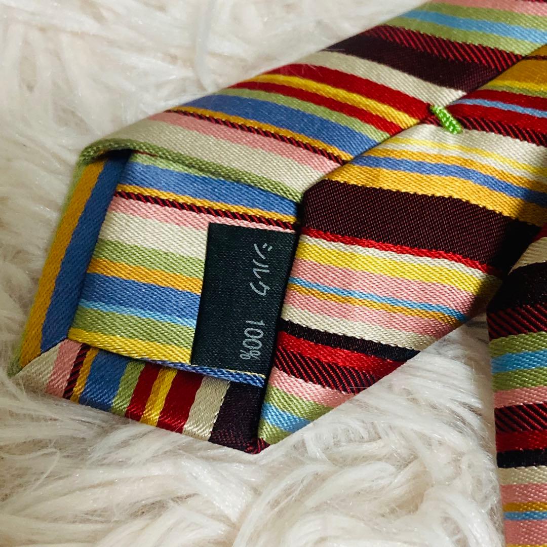 極美品 Paul Smith ポールスミス ネクタイ マルチカラーストライプ