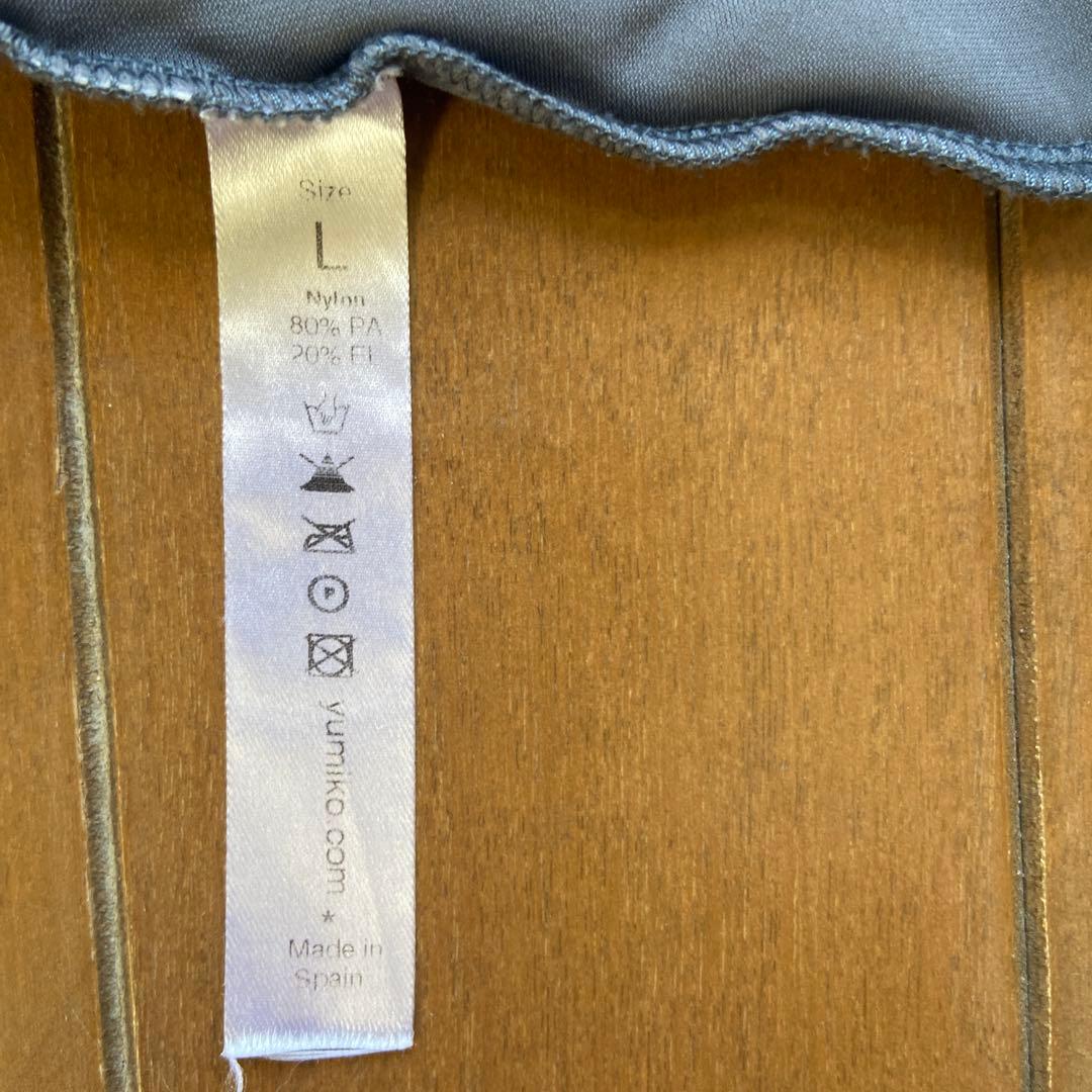 yumikoのバレエレオタード グレー/ピンク Vネック Lサイズ