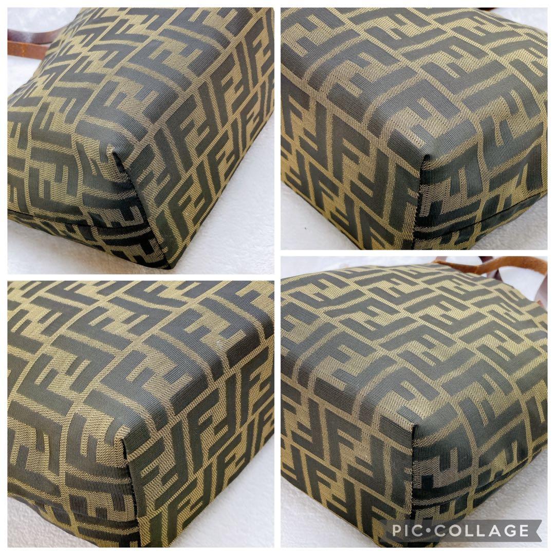 ✨良品✨FENDI フェンディ ハンドバッグ ズッカ柄 キャンバス レザー 総柄