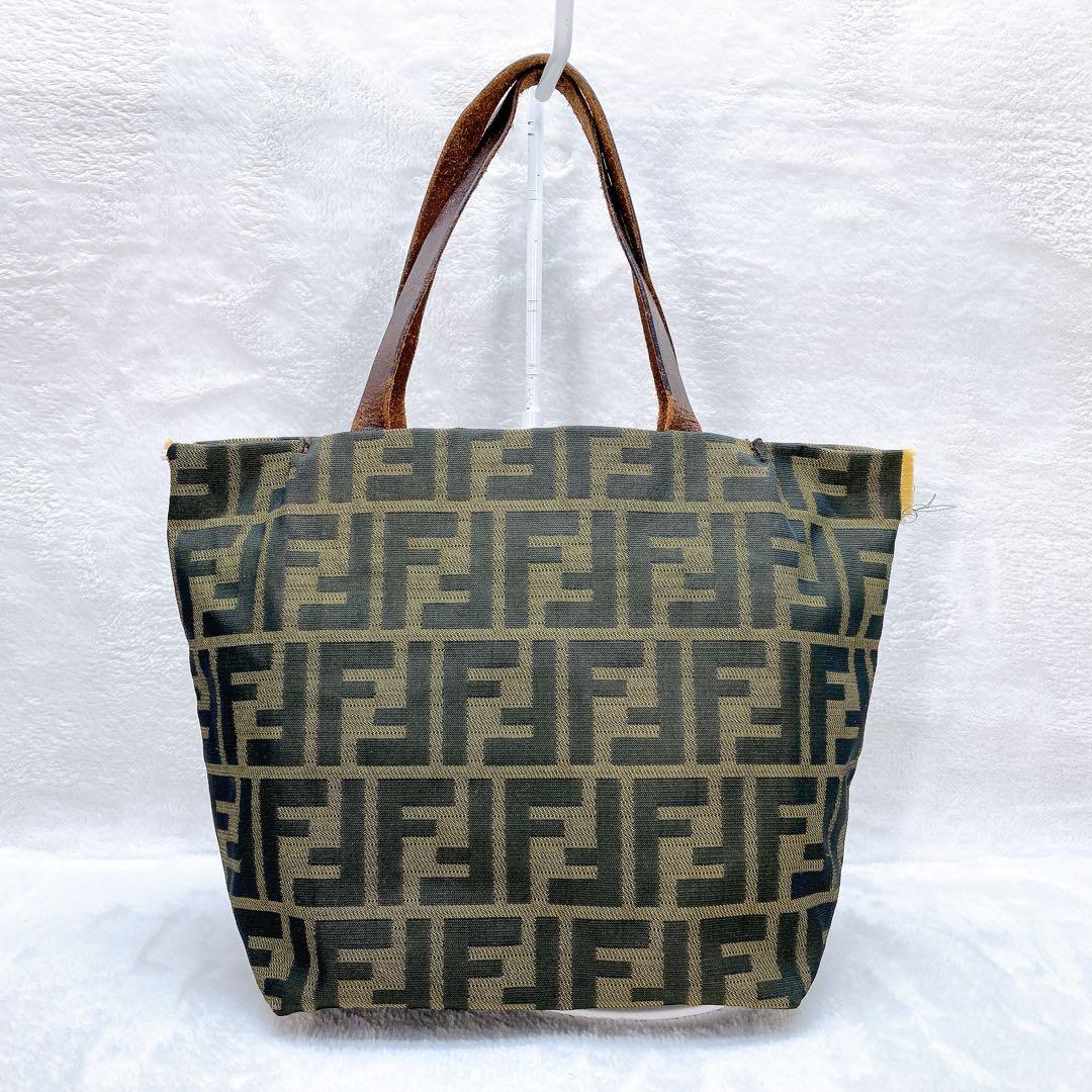 ✨良品✨FENDI フェンディ ハンドバッグ ズッカ柄 キャンバス レザー 総柄