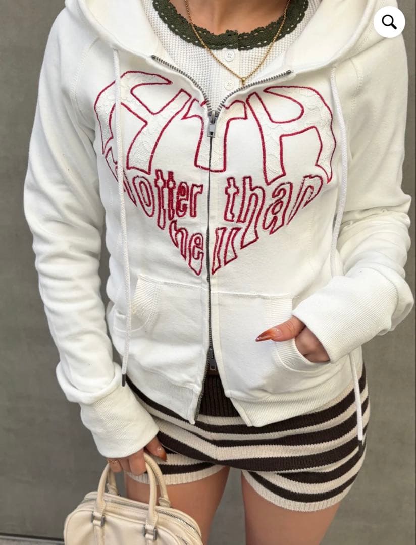 トップス HTH lace heart logo hoodie