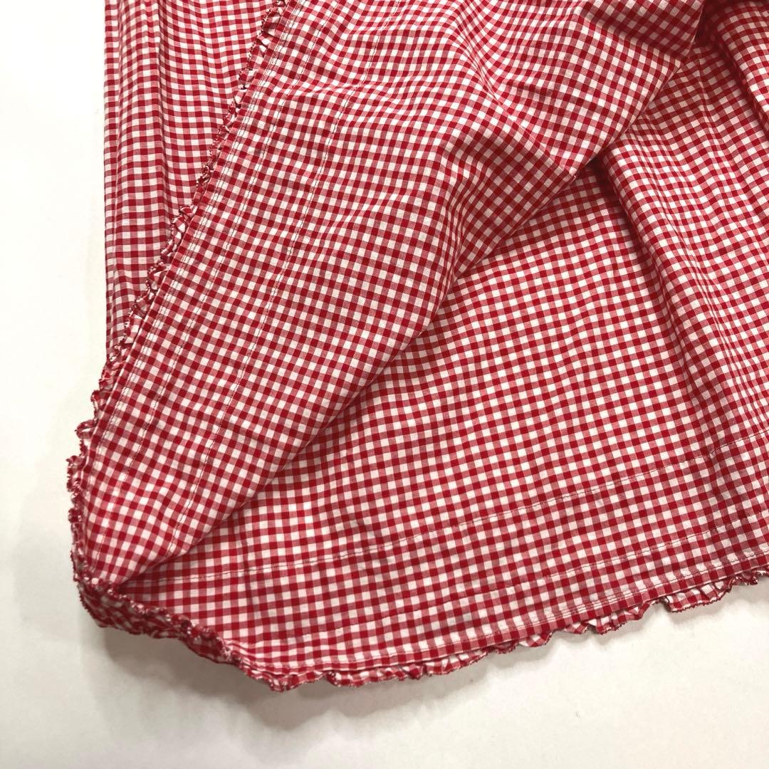 【美品】ピンクハウス 赤ギンガムチェック ピコフリル使い ワンピース/2022年