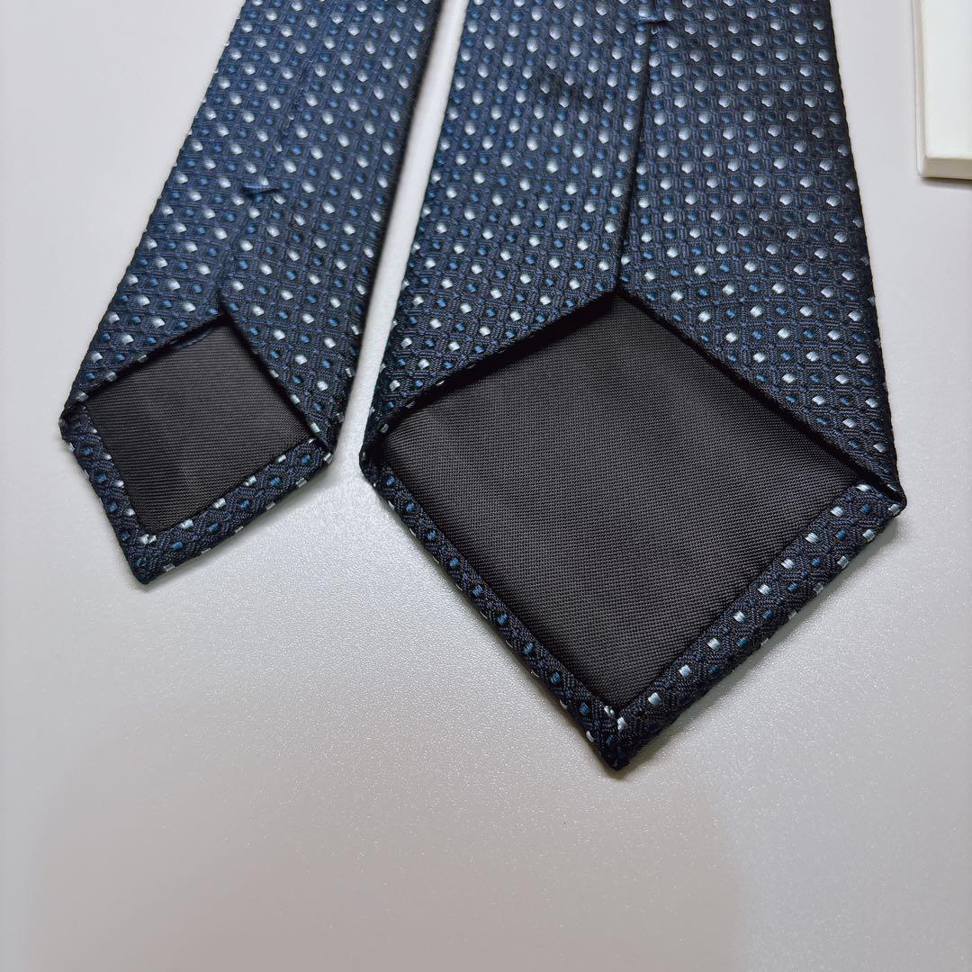 未使用 GIVENCHY ネクタイ ロゴ入り 小紋 ドット柄 ネイビー 伊製