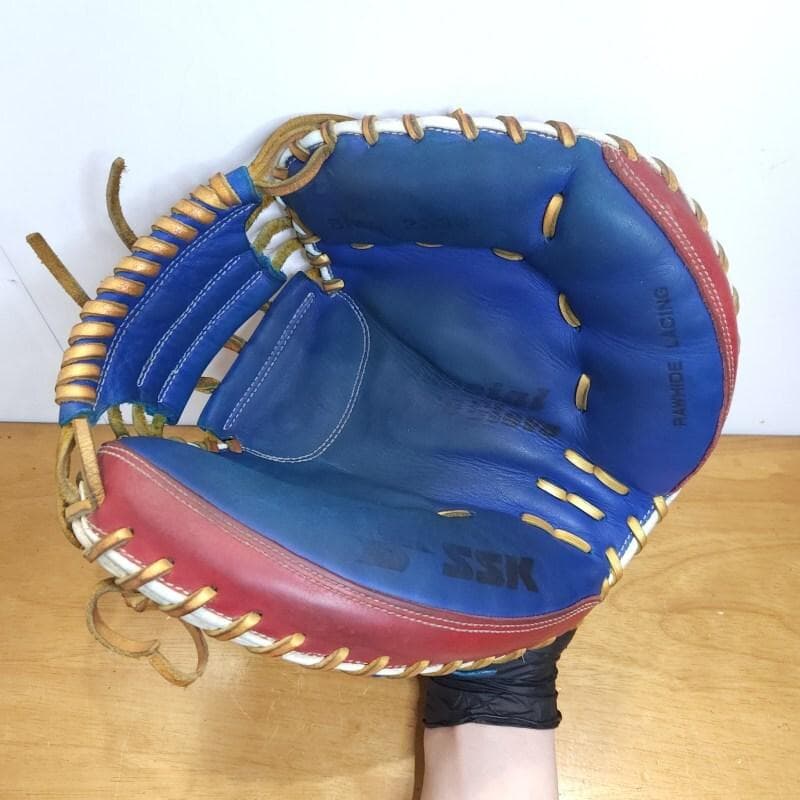 SSK 限定 ブルーレッドホワイト ゴールド紐 キャッチャーミット 軟式グローブ