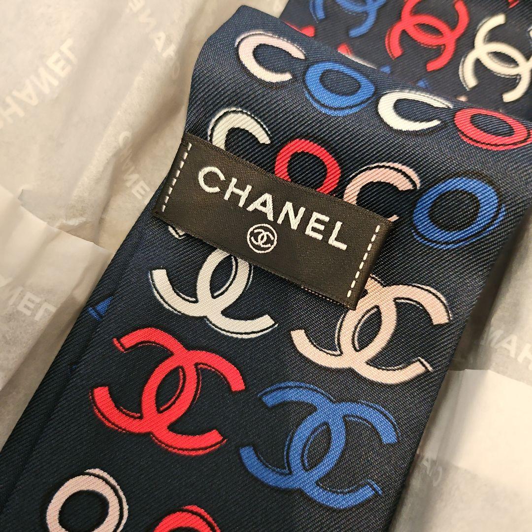 cherry82 CHANELシャネル スカーフ ヘアバンド　ネイビー