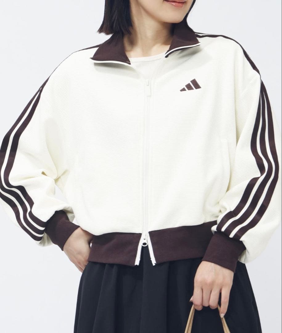 adidas ワッフル パーカー ホワイト ブラウン トラックジャケット