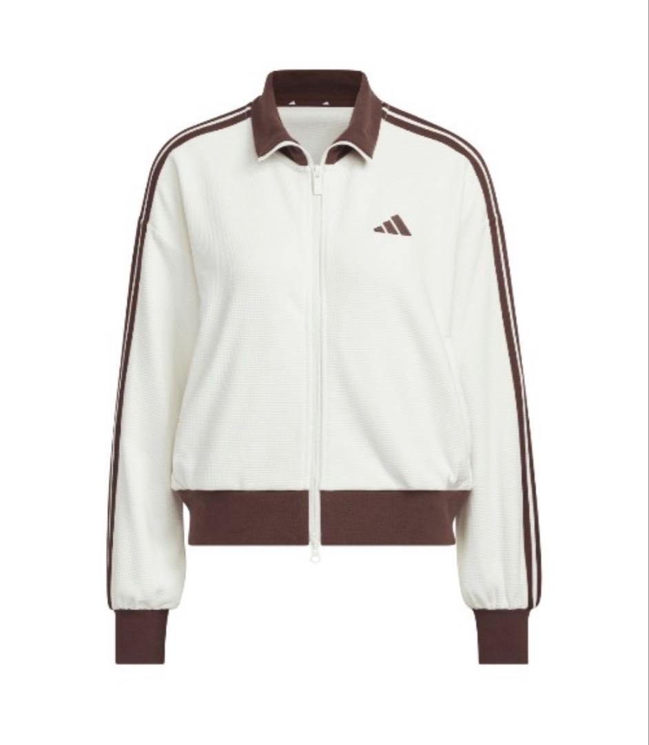 adidas ワッフル パーカー ホワイト ブラウン トラックジャケット