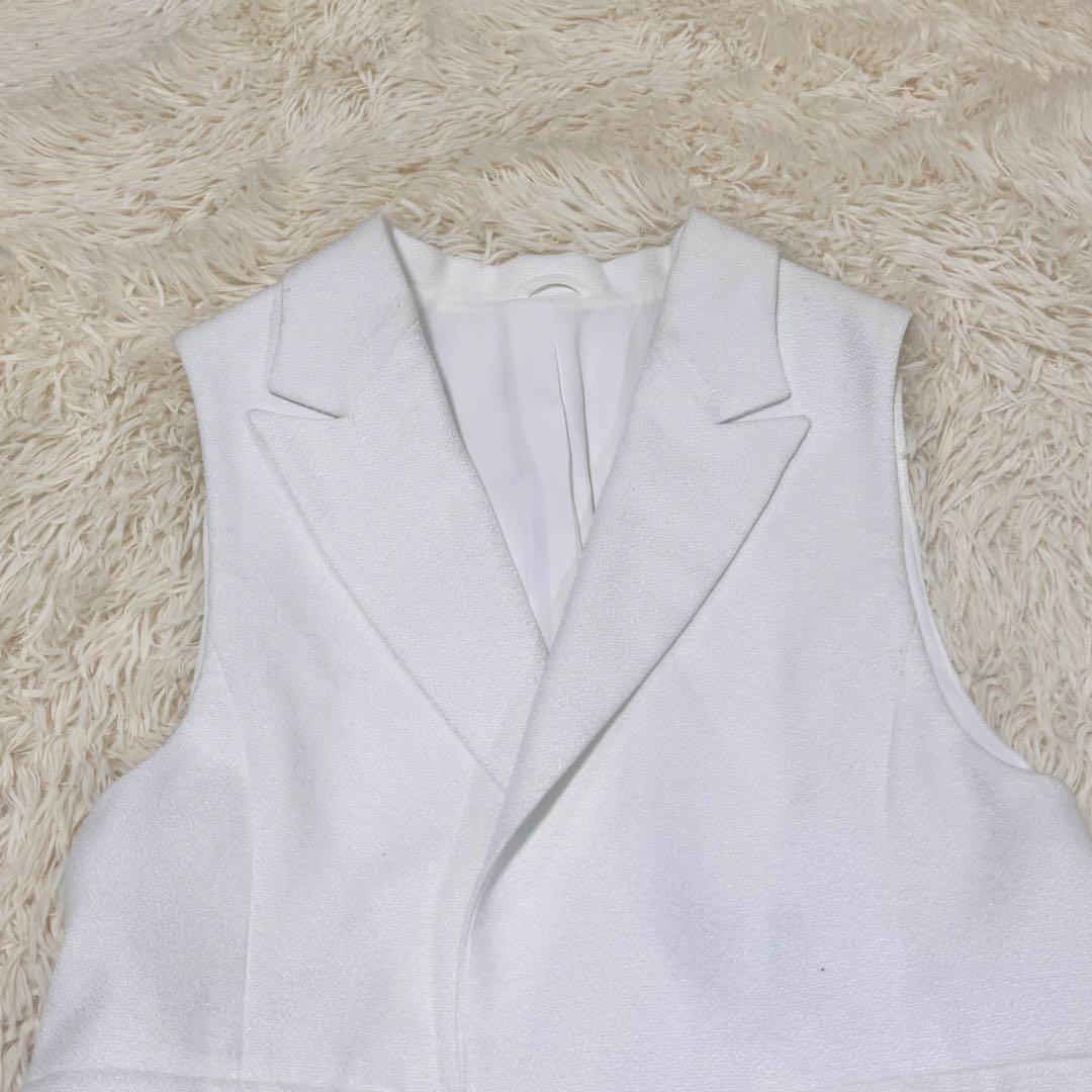 美品　ANAYI　バスケットツイードペプラムジレ　白　38　完売色