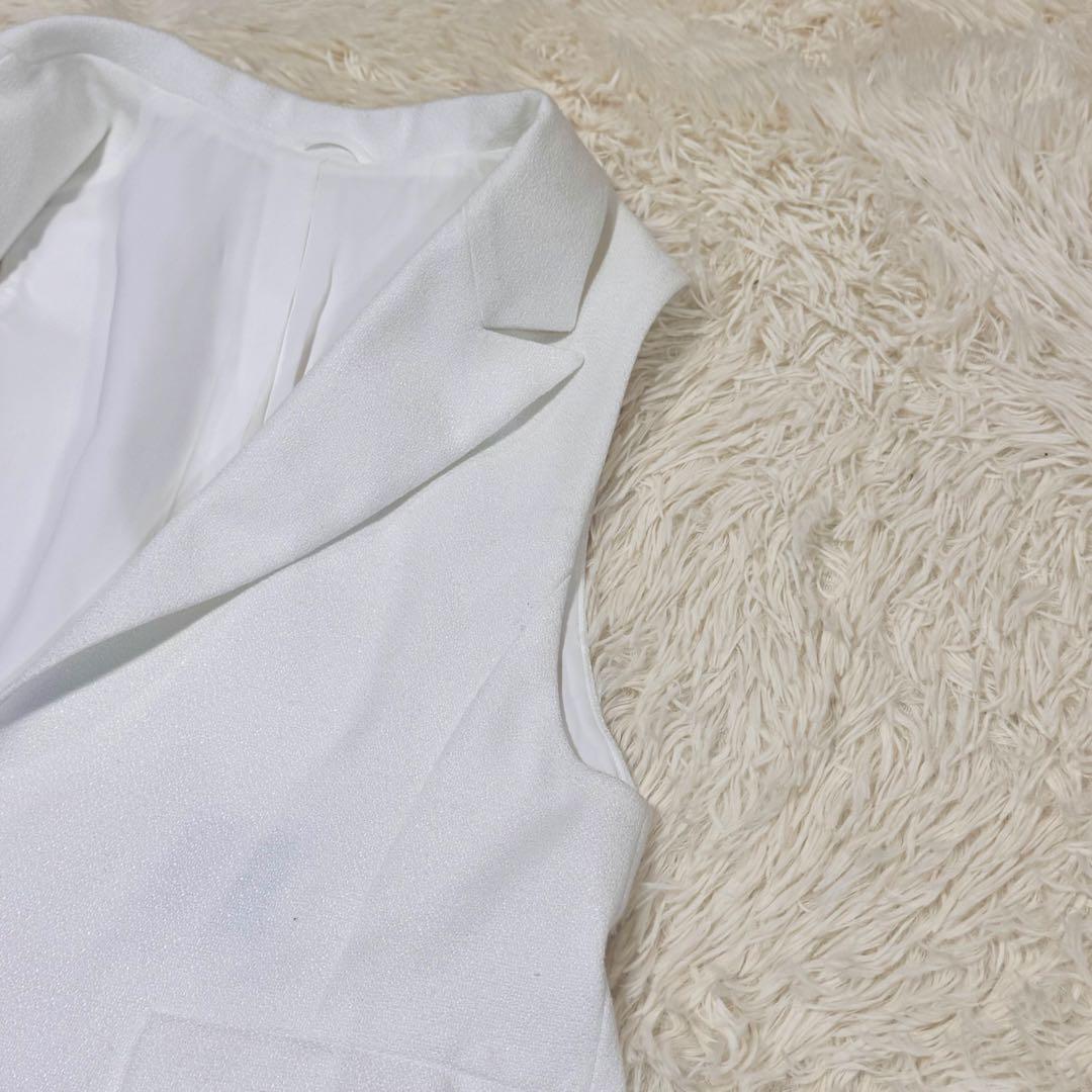 美品　ANAYI　バスケットツイードペプラムジレ　白　38　完売色