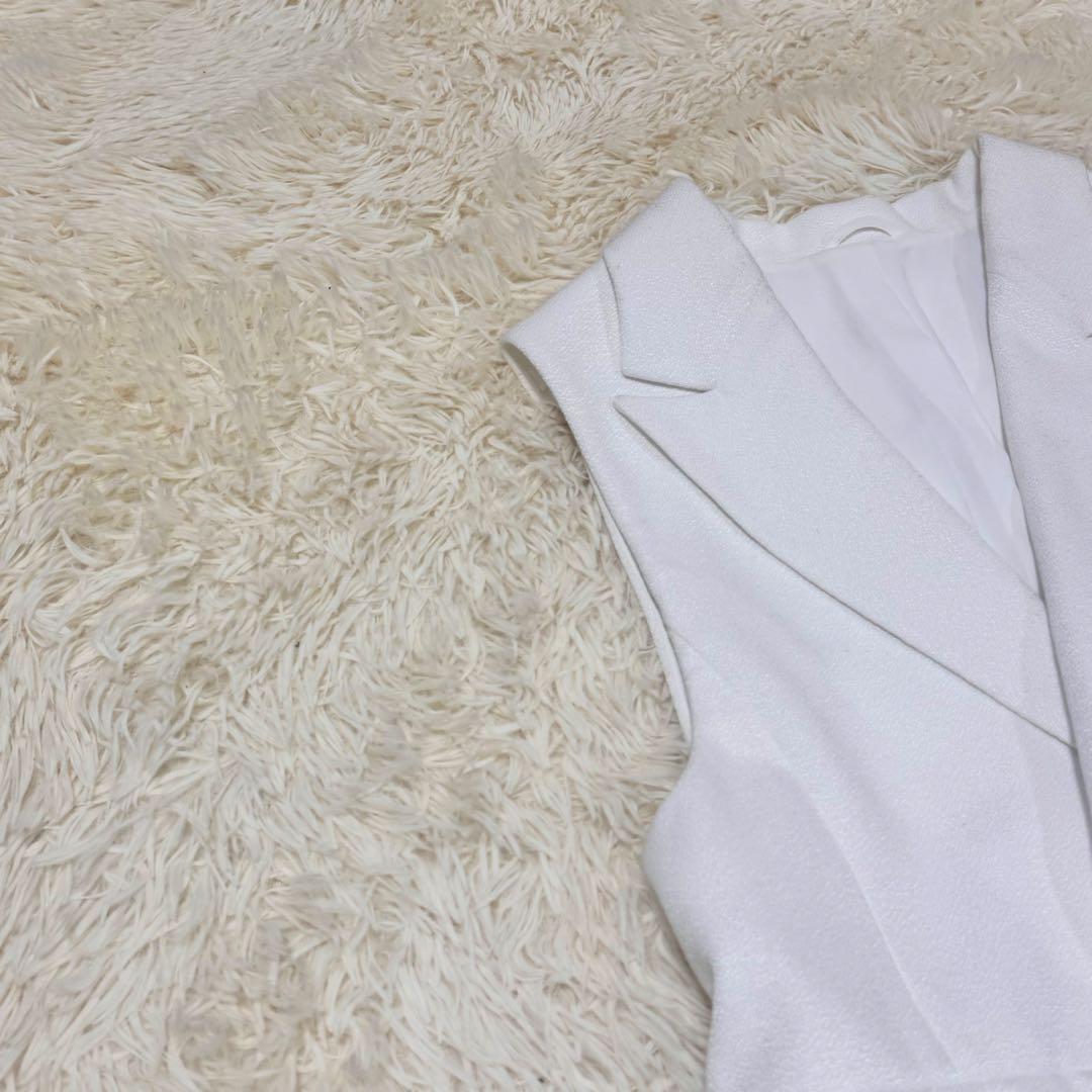 美品　ANAYI　バスケットツイードペプラムジレ　白　38　完売色