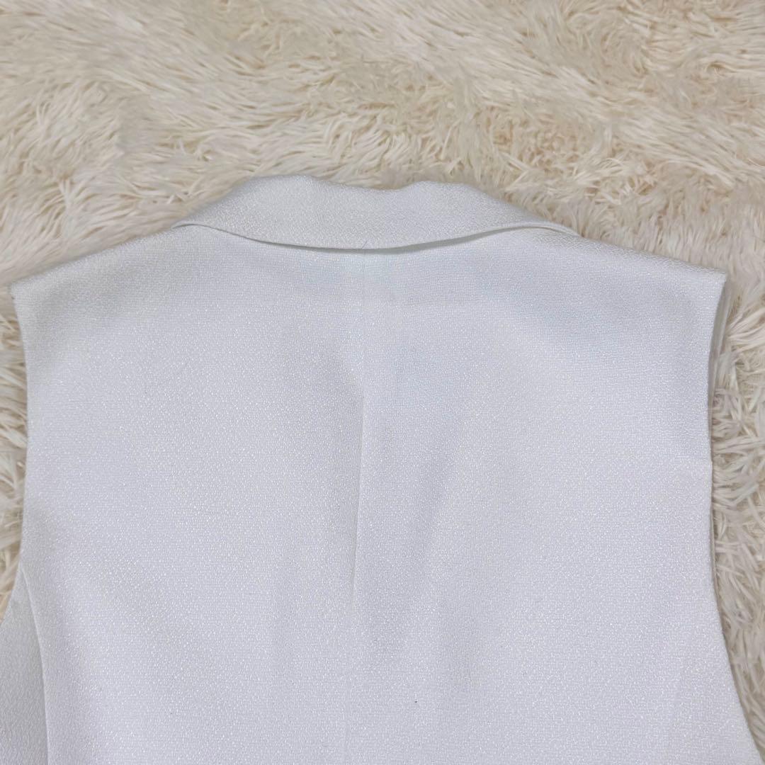 美品　ANAYI　バスケットツイードペプラムジレ　白　38　完売色