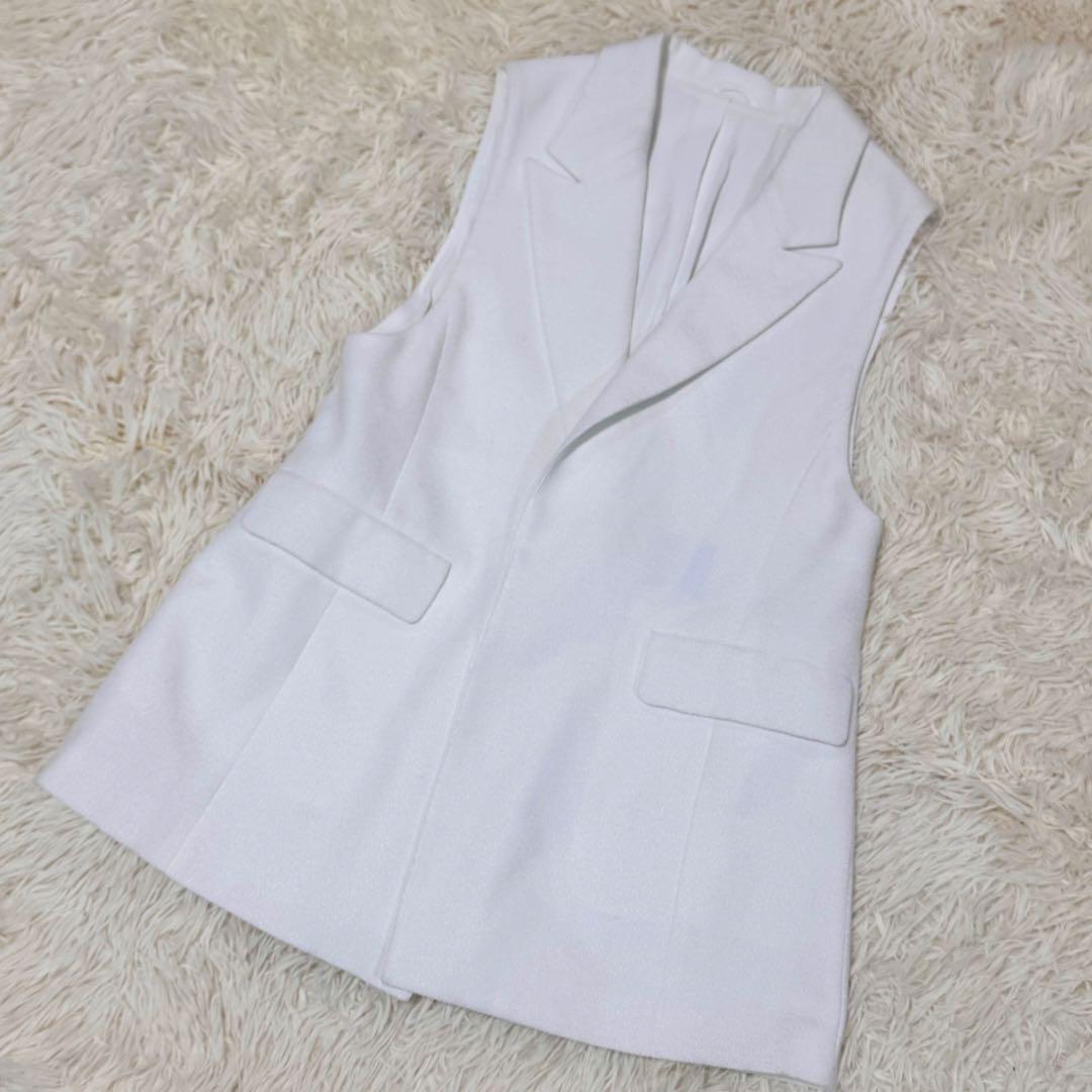 美品　ANAYI　バスケットツイードペプラムジレ　白　38　完売色