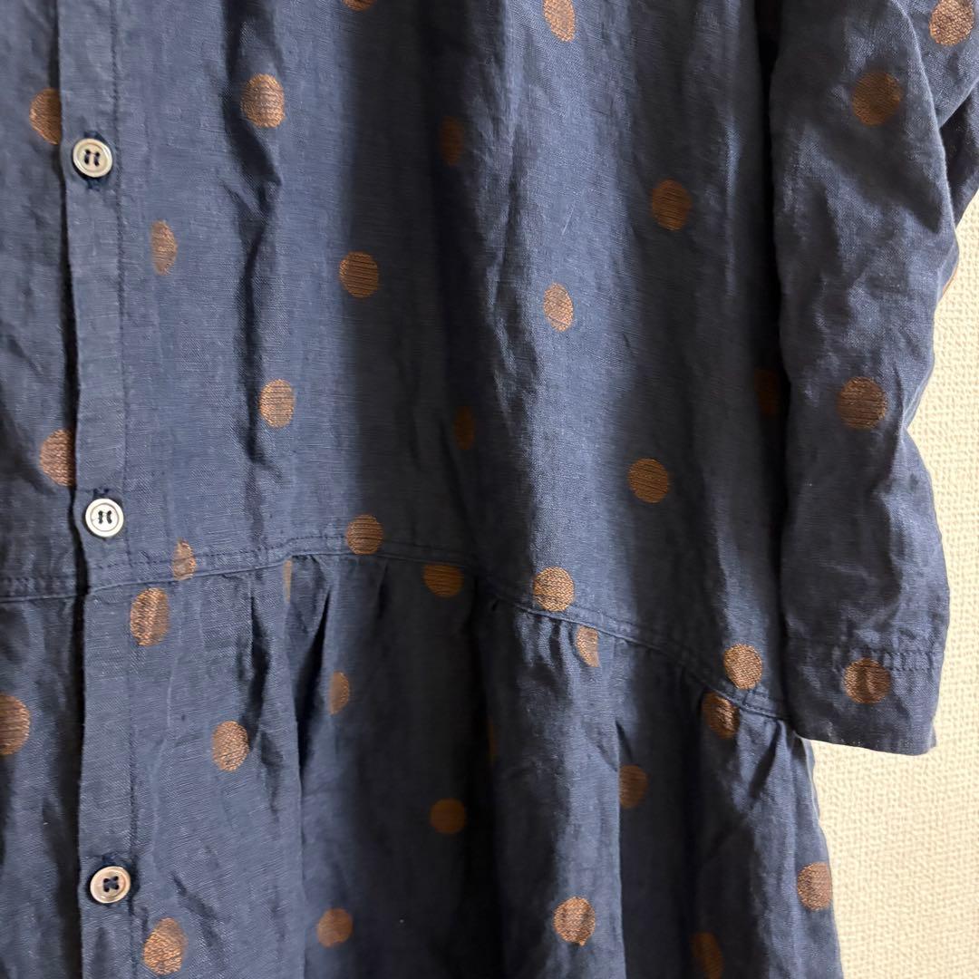 ICHI Antiquites イチアンティークス＊リネン刺繍ドットワンピース