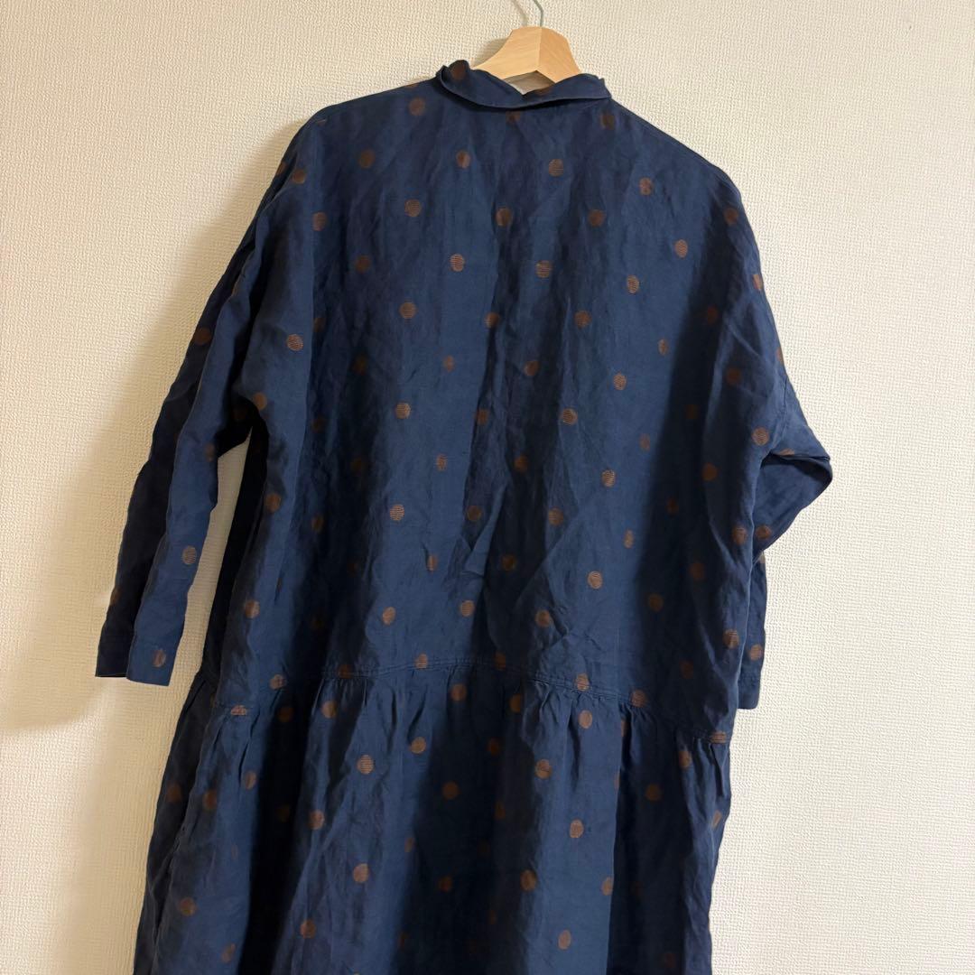 ICHI Antiquites イチアンティークス＊リネン刺繍ドットワンピース