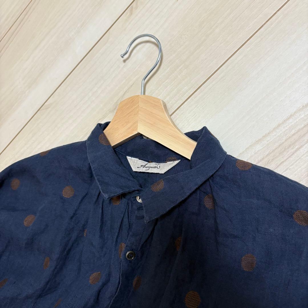 ICHI Antiquites イチアンティークス＊リネン刺繍ドットワンピース