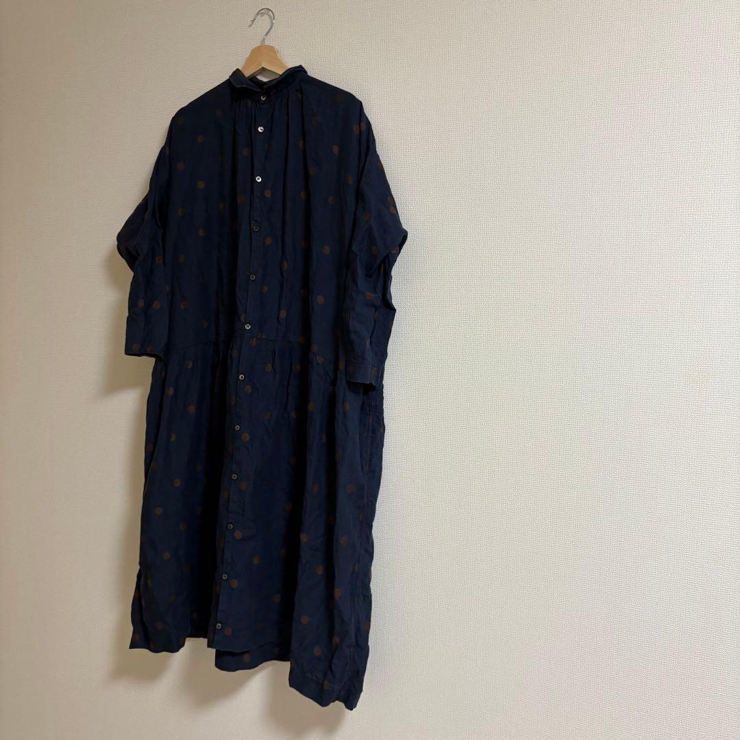 ICHI Antiquites イチアンティークス＊リネン刺繍ドットワンピース