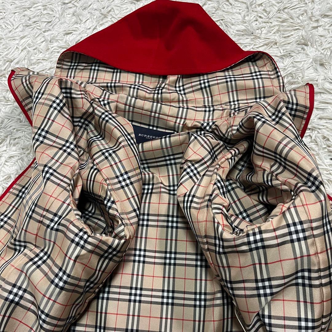 【美品】バーバリー　ゴルフ パーカー　フーデット　ノバチェック　M レッド　赤