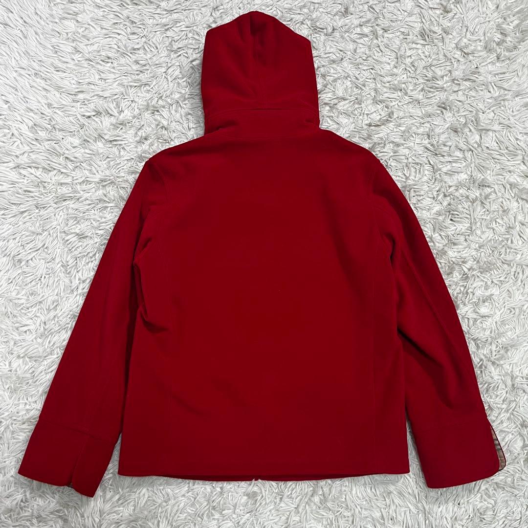 【美品】バーバリー　ゴルフ パーカー　フーデット　ノバチェック　M レッド　赤
