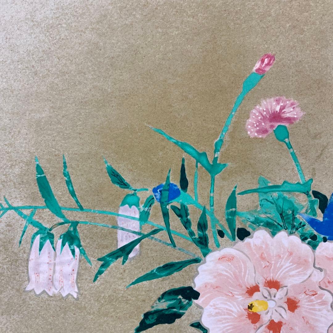 美品 掛け軸 前田青邨筆「桃の花」リトグラフ 華鴒美術館 名画