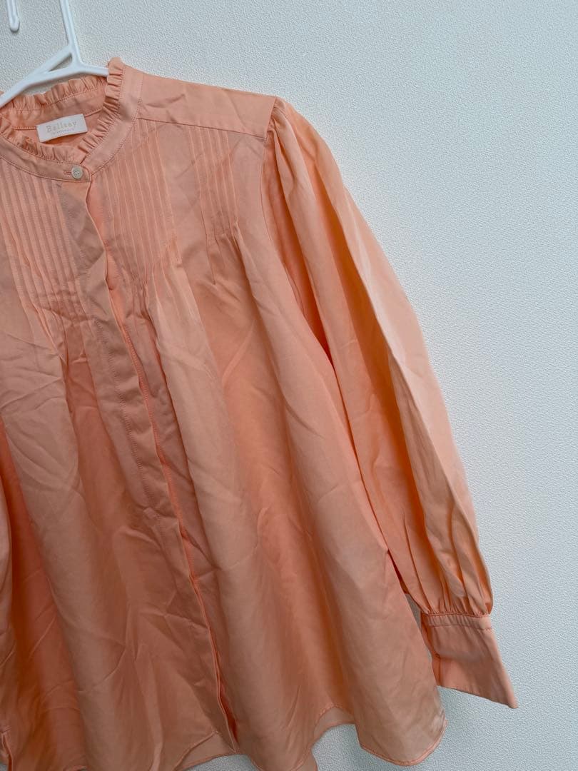 【BALLSEY】シルク混 ピンタックブラウス 36 サーモンピンク 美品