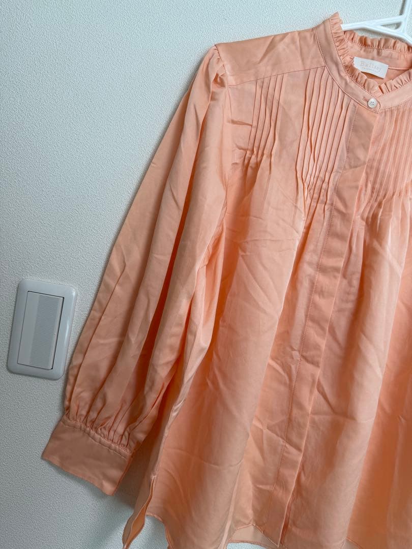 【BALLSEY】シルク混 ピンタックブラウス 36 サーモンピンク 美品