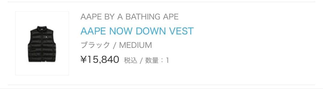AAPE 黒 ダウンベスト