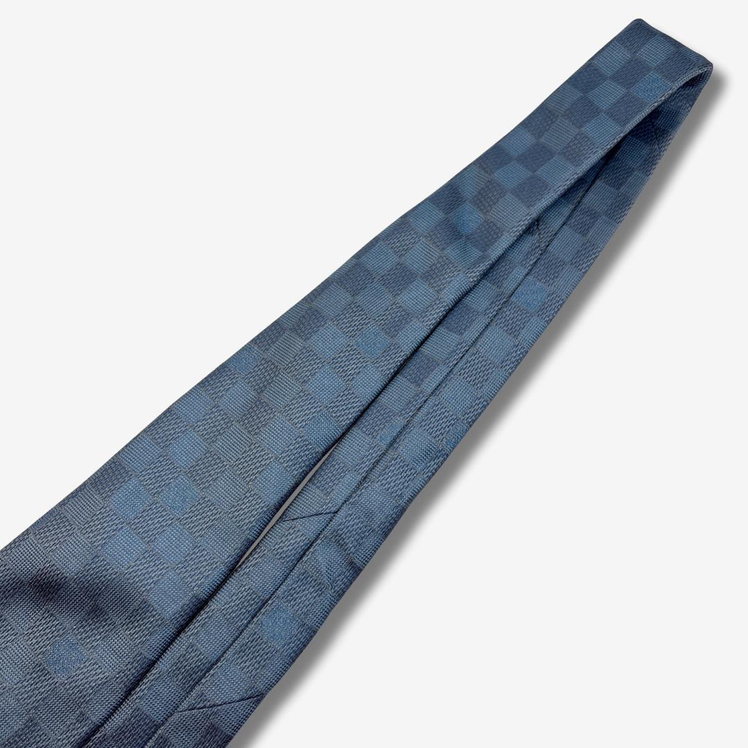 LOUIS VUITTON シルクネクタイ ダミエ柄 チェック ブルー
