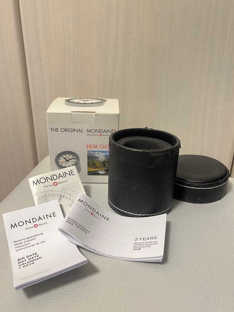 モンディーンMONDAINE 置時計 日付曜日表示機能付き