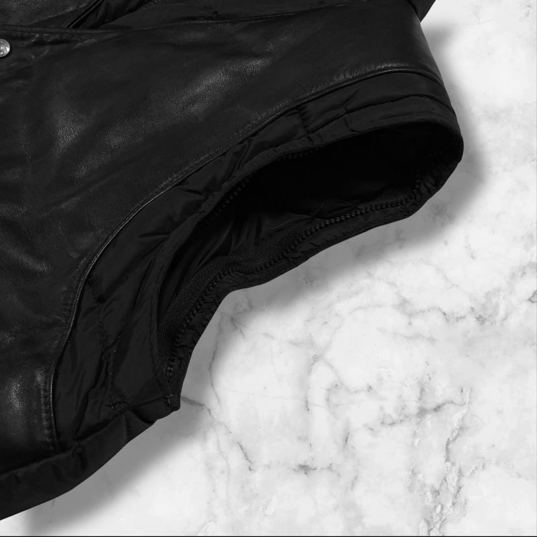 【美品】Schott ダウンベスト レザー ブラック サイズ46
