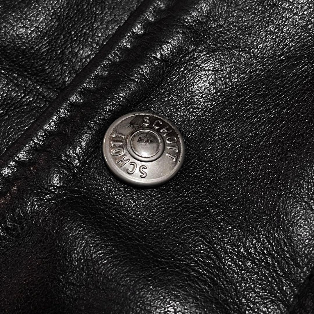 【美品】Schott ダウンベスト レザー ブラック サイズ46