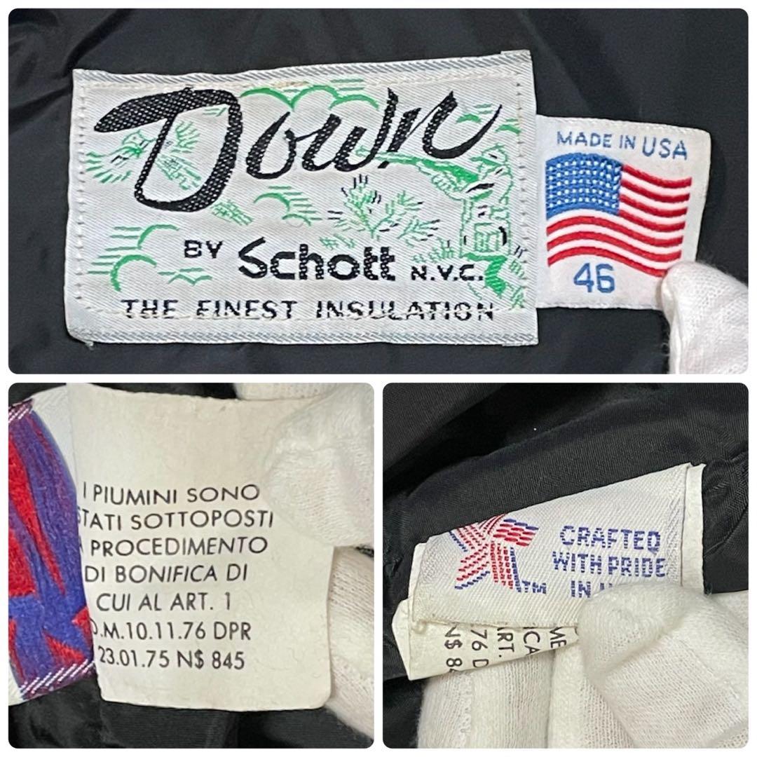 【美品】Schott ダウンベスト レザー ブラック サイズ46