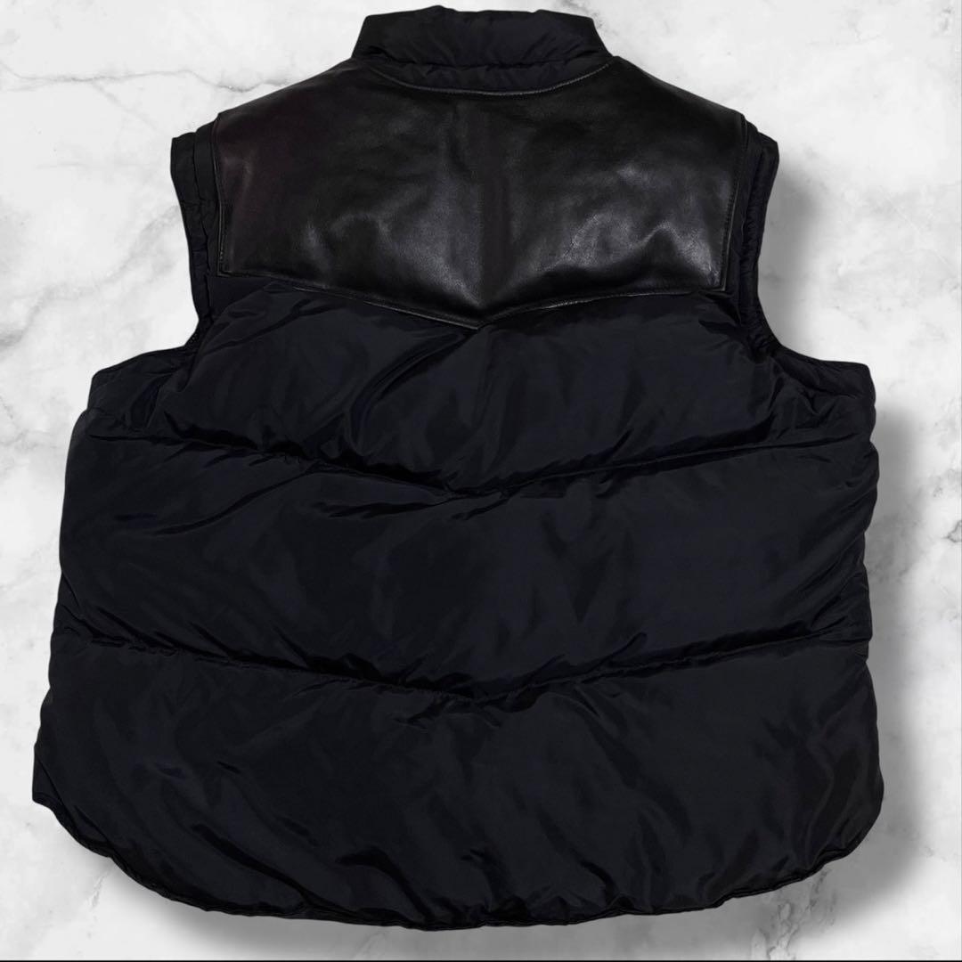 【美品】Schott ダウンベスト レザー ブラック サイズ46