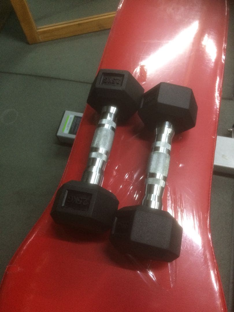 ヘックスラバーダンベル25kg 2個