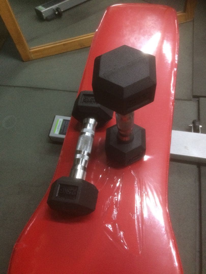 ヘックスラバーダンベル25kg 2個