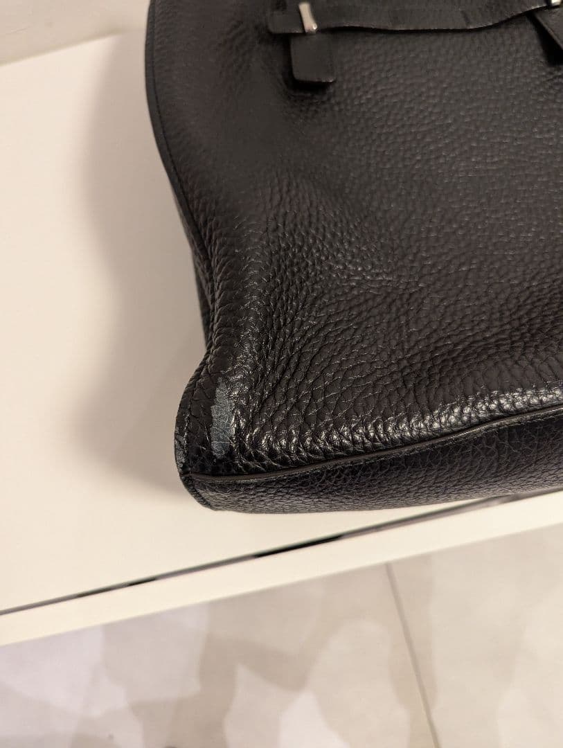 【A4対応】FURLA フルラ 本革 トートバッグ 黒 ビジネス ハンドル調整可