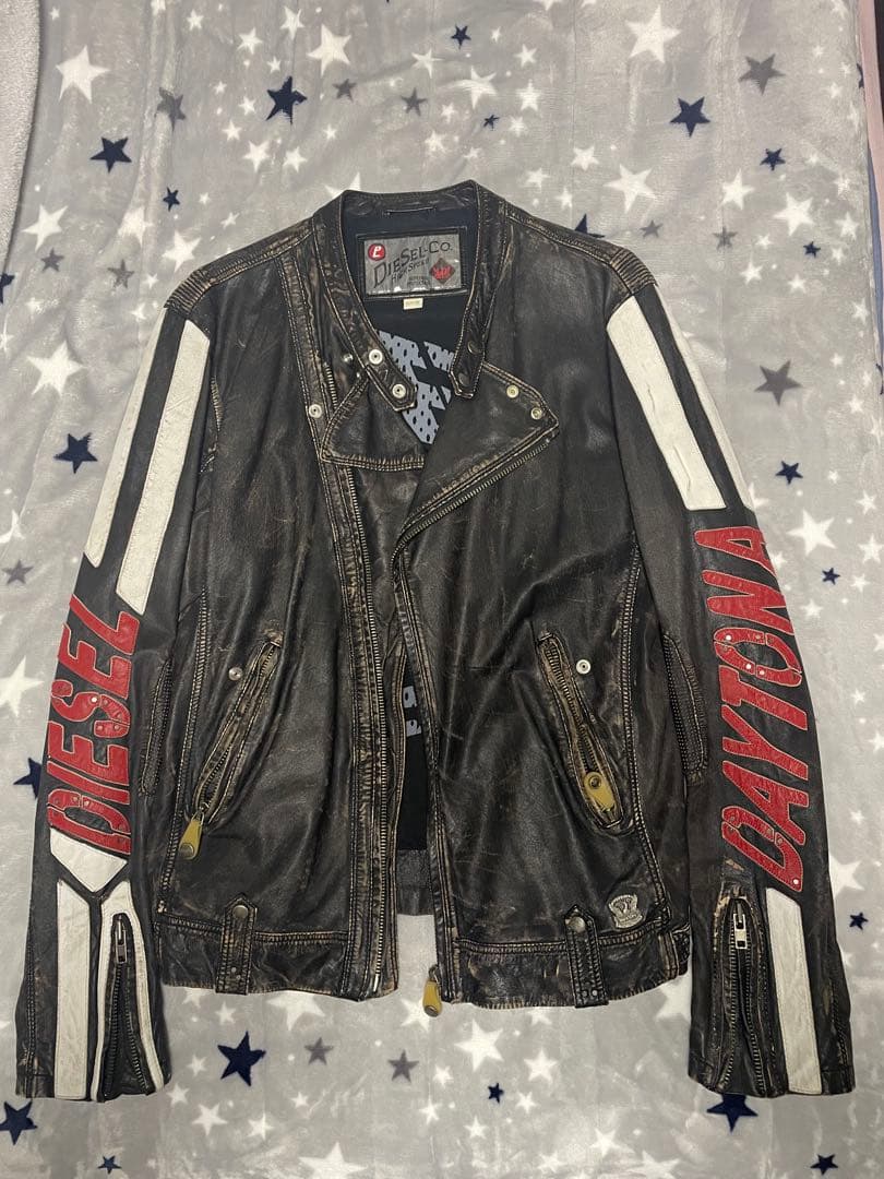 DIESEL DAYTONA ダメージ加工　ライダースジャケット　XL 羊皮