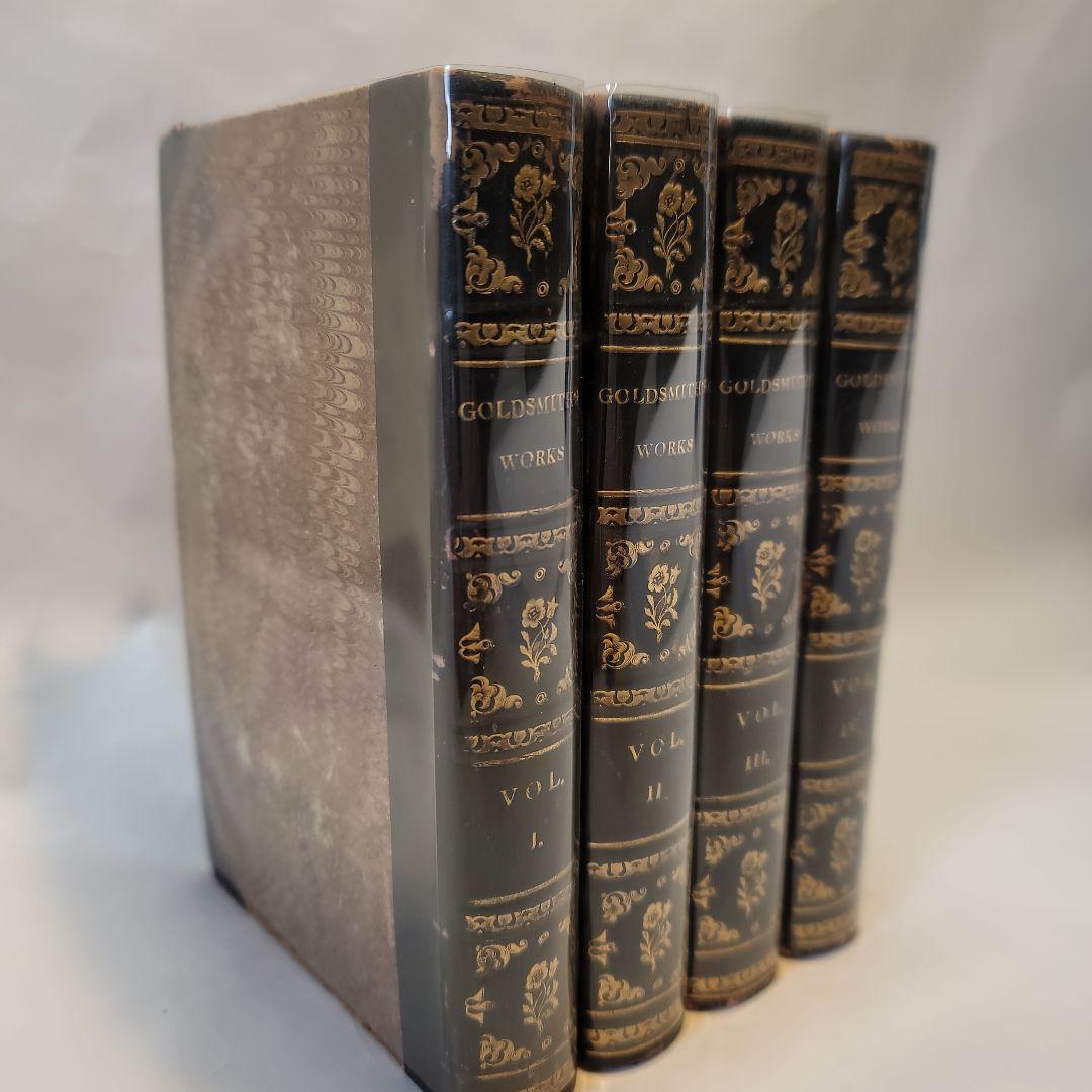 美品英国イギリス アンティーク革装丁Goldsmith's Works 4Vol