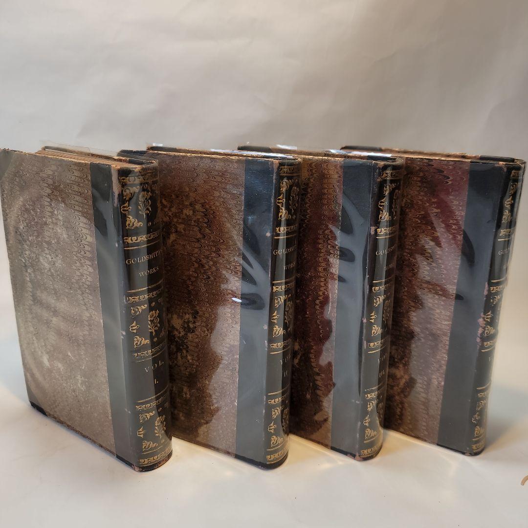 美品英国イギリス アンティーク革装丁Goldsmith's Works 4Vol