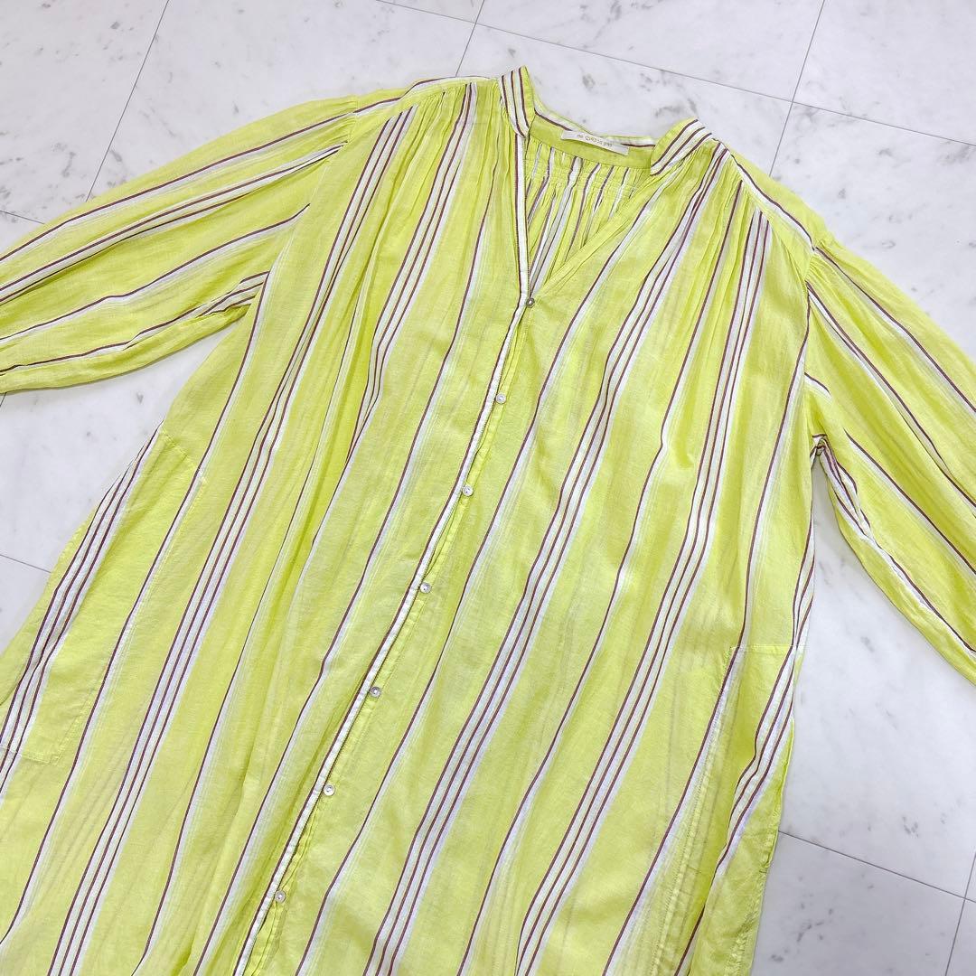 美品♪ヌキテパ　別注 ストライプシャツワンピース　コットンボイル　透け感