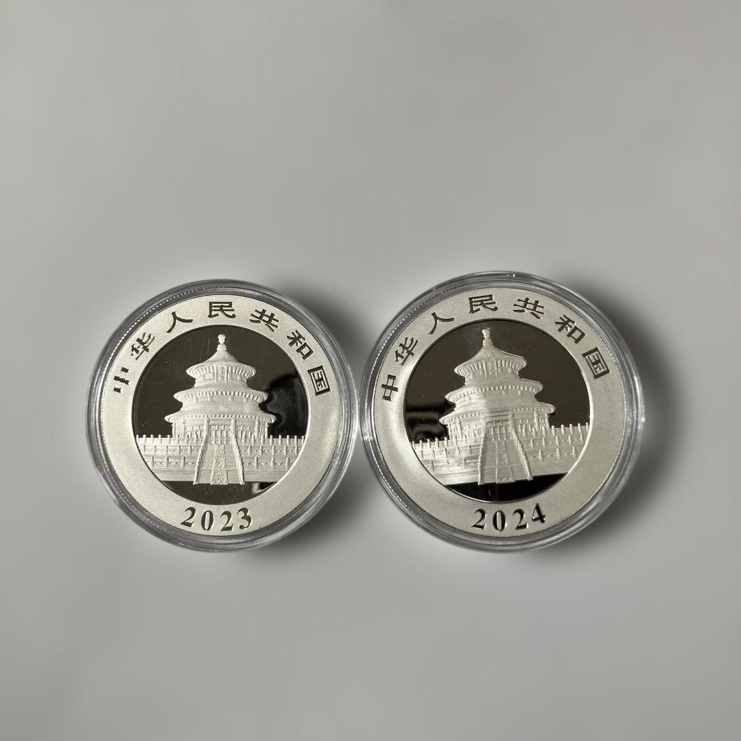 2023年、2024年中国パンダ銀貨2枚