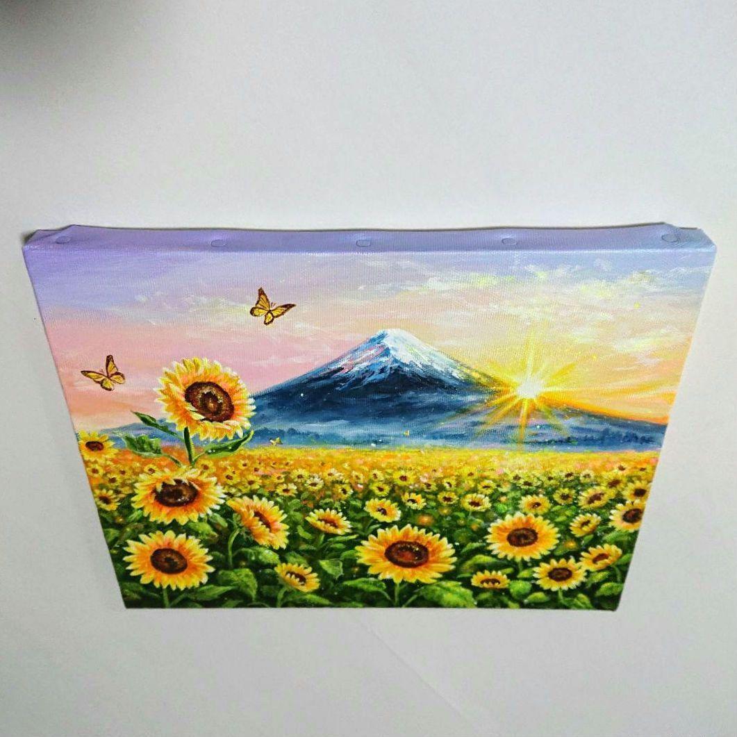 【ひまわり畑】アクリル画 F3 風景画 絵画