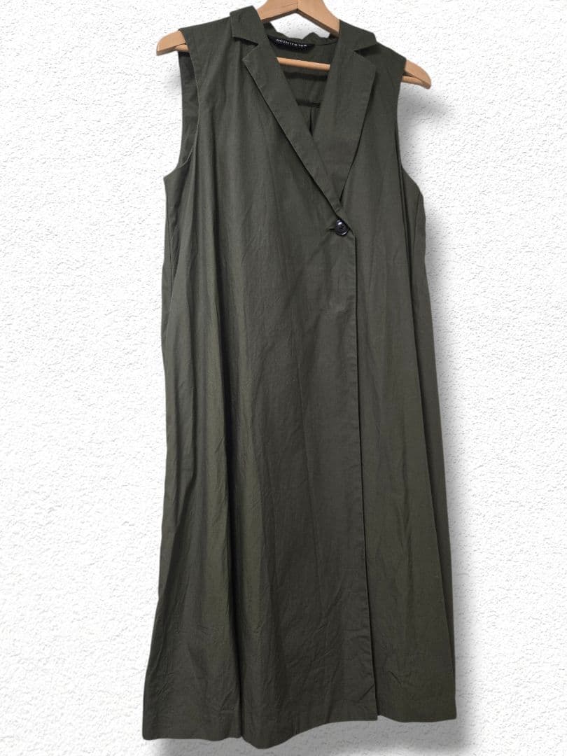 美品 mizuiroind ミズイロインド ミリタリー ノースリーブロングジレ